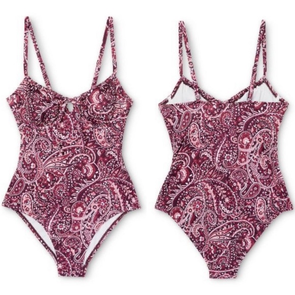 Kona Sol NWT Paisley Underwire Medium Coverage One-Piece Swimsuit in Purple • XL - Picture 3 of 9
